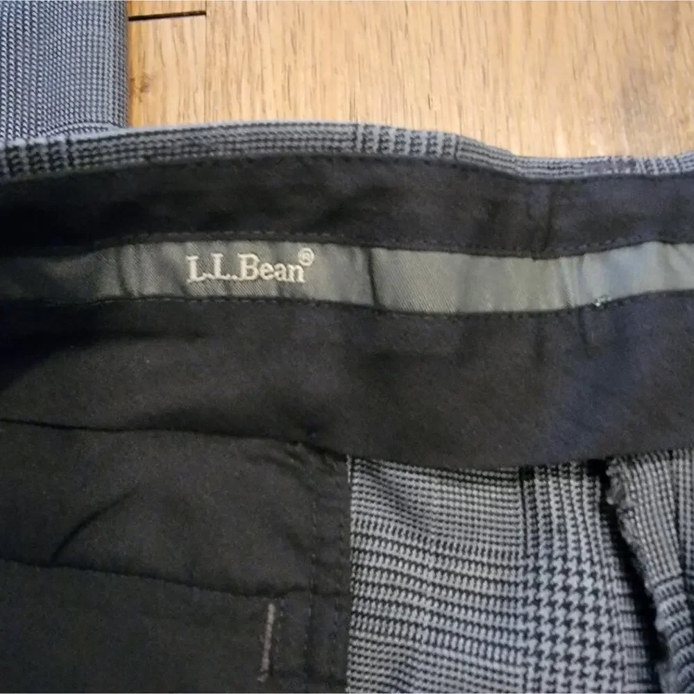 Mens 40W Classic Fit L. L. Bean Grey Checkered Dress Pants